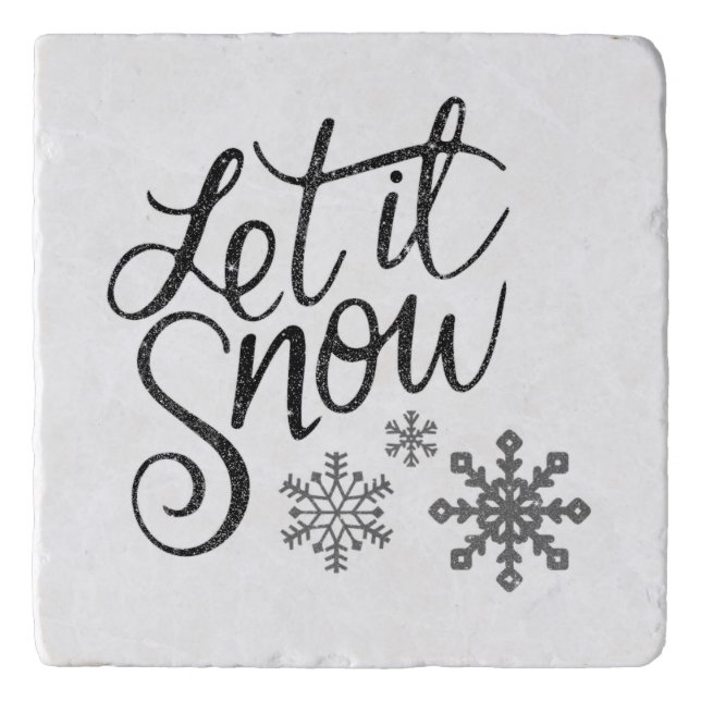 Let It Snow Marble Kitchen Gift Trivet (Front)