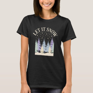 Let It Snow Minimal Winter Forest Aesthetic Design T-Shirt