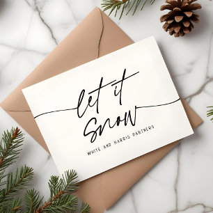 Let it Snow Minimalist Script Business Name Holiday Card