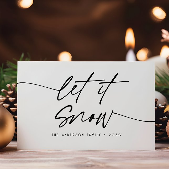 Let it Snow Minimalist Simple Script  Holiday Card (Creator Uploaded)