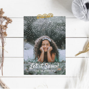 Let It Snow! Modern Photo Christmas Holiday Card