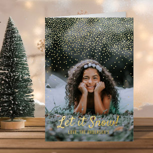 Let It Snow! Modern Photo Christmas Real Foil Holiday Card