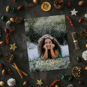 Let It Snow! Modern Photo Christmas Real Foil Holiday Card