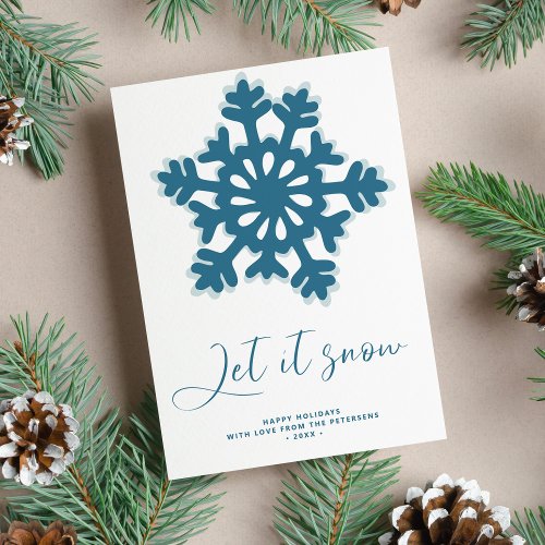 Let it snow modern snowflake Happy Holidays Holiday Card