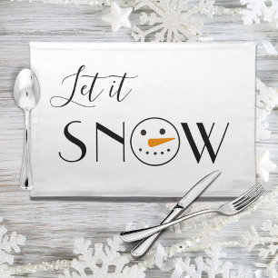 Let it Snow Modern Snowman Cloth Placemat
