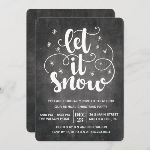 Let it Snow Modern Typography Winter Invitation