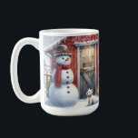 Let It Snow Mug<br><div class="desc">Let it snow! From the first snowfall to the last you will use and enjoy this charming snowy mug. White ceramic handle and interior with twin snowmen and a little Westie friend. A shed serves as a backdrop. This mug holds a nice 15 oz of your favorite hot drink and...</div>