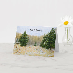 Let It Snow Nature Trees Holiday Christmas Card