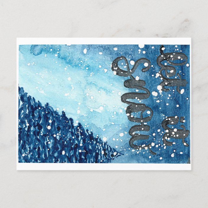 Let It Snow Original Watercolor Painting Holiday Postcard Zazzle Com