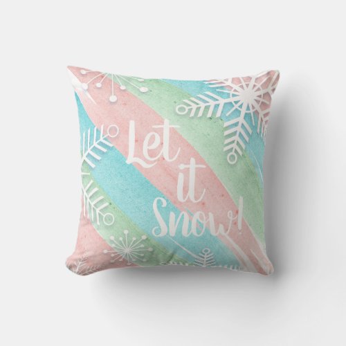 Let It Snow Pastel Christmas Throw Pillow