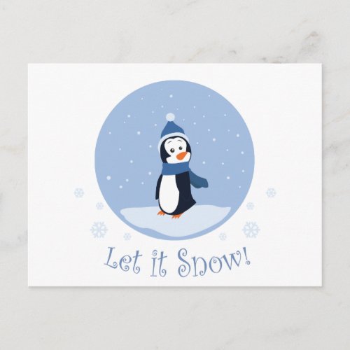 Let It Snow Penguin Holiday Postcard