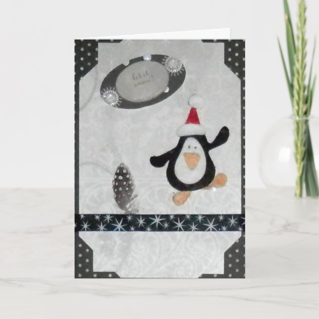 Let it Snow! Penguin Holiday Yule Greeting Card (Front)