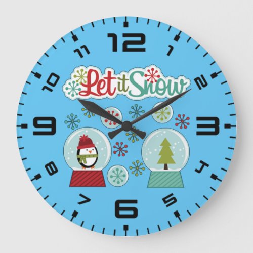 Let It Snow Penguin Large Clock
