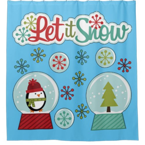 Let It Snow Penguin Shower Curtain