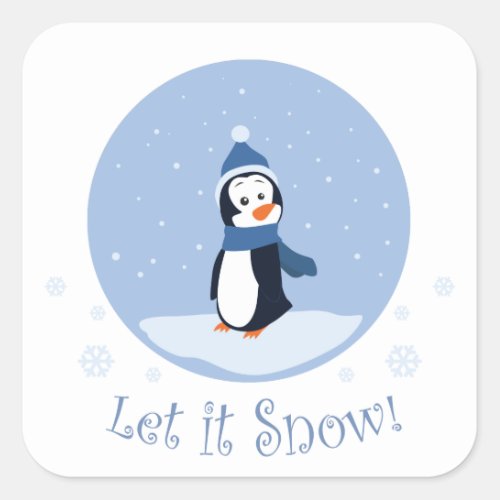 Let It Snow Penguin Square Sticker