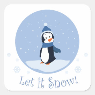 Let It Snow! (Penguin) Square Sticker