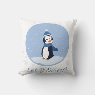 Let It Snow! (Penguin) Throw Pillow