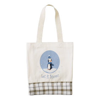 Let It Snow! (Penguin) Zazzle HEART Tote Bag