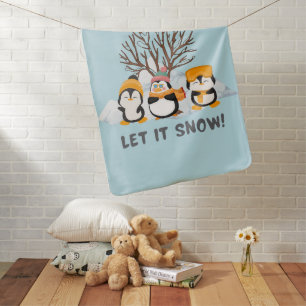 Let It Snow penguins Baby Blanket
