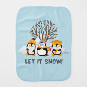 Let It Snow penguins  Baby Burp Cloth