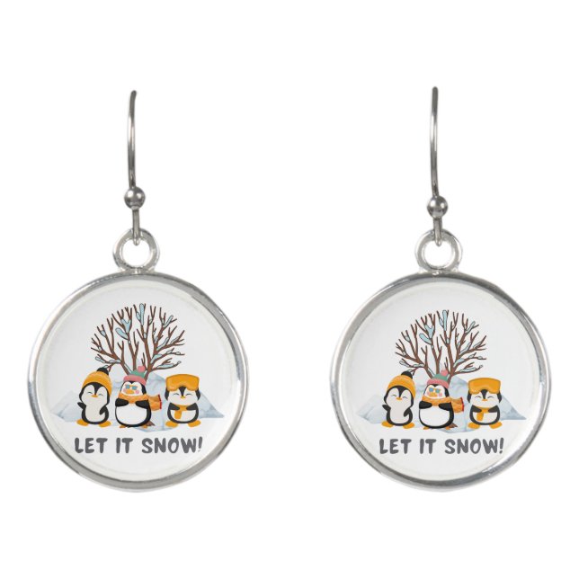 Let It Snow penguins Earrings (Front)