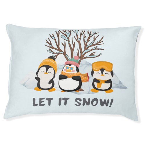 Let It Snow penguins  Pet Bed