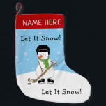 Let it Snow Personalized Hockey Snowman Small Christmas Stocking<br><div class="desc">Let it Snow Personalized Hockey Snowman Christmas Stocking,  you can personalize with a name</div>
