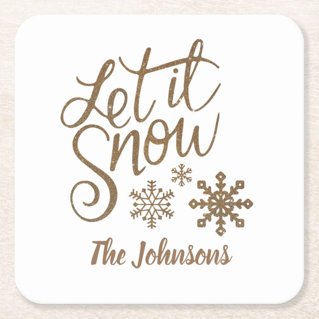 Let it Snow Personalized Paper Christmas Coasters (Front)