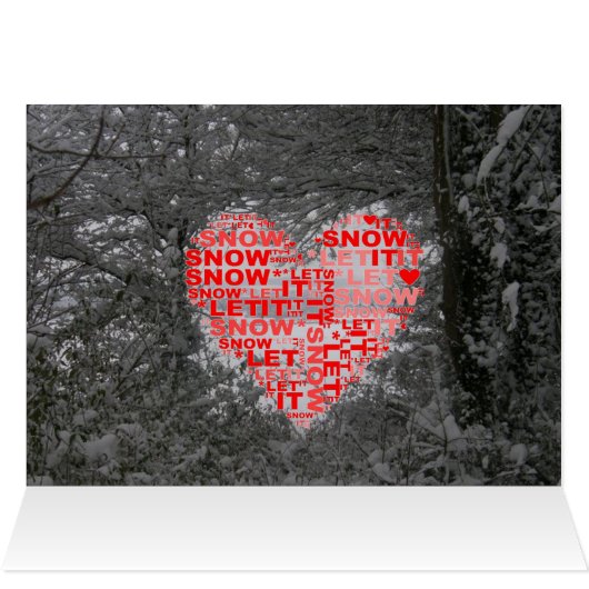 Let It Snow Photo Red Heart Greeting Card (Inside Horizontal (Top))