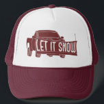 Let it Snow Pickup Truck with Snowplow Trucker Hat<br><div class="desc">The snowplowing themed hat has an illustration of a pickup truck with a snowplow on the front with the message "LET IT SNOW" on the plow. It's perfect for wearing while you're out plowing driveways.</div>