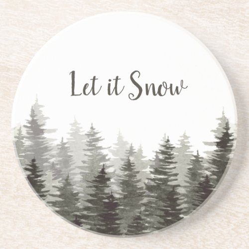 Let It Snow Pine Trees Coaster