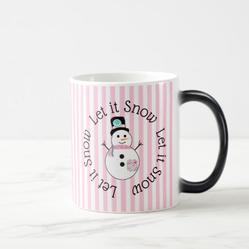 Let It Snow Pink Snowman Christmas Coffee Mug