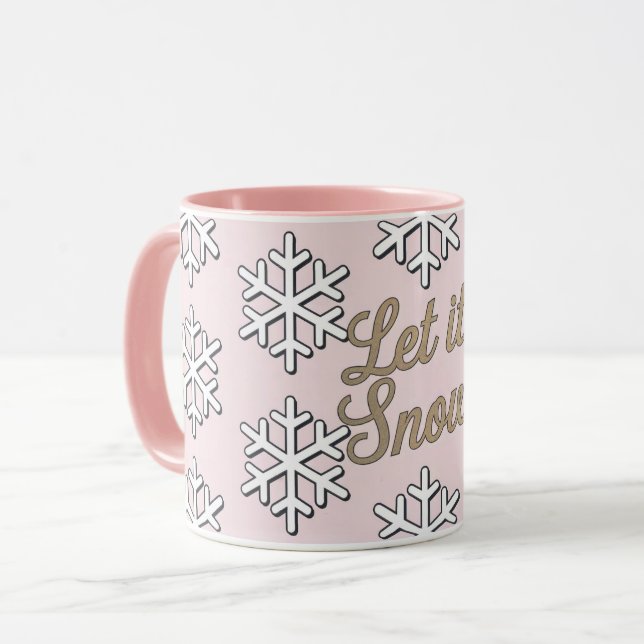 Let It Snow Pink White Combo Mug (Front Left)