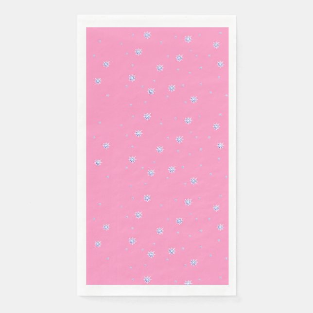 Let it Snow Pink Winter Snowflakes  Paper Guest Towels (Front)
