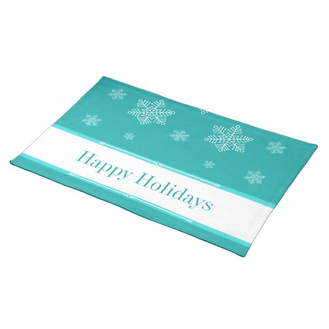 Let it Snow Placemat, Aqua Cloth Placemat (On Table)
