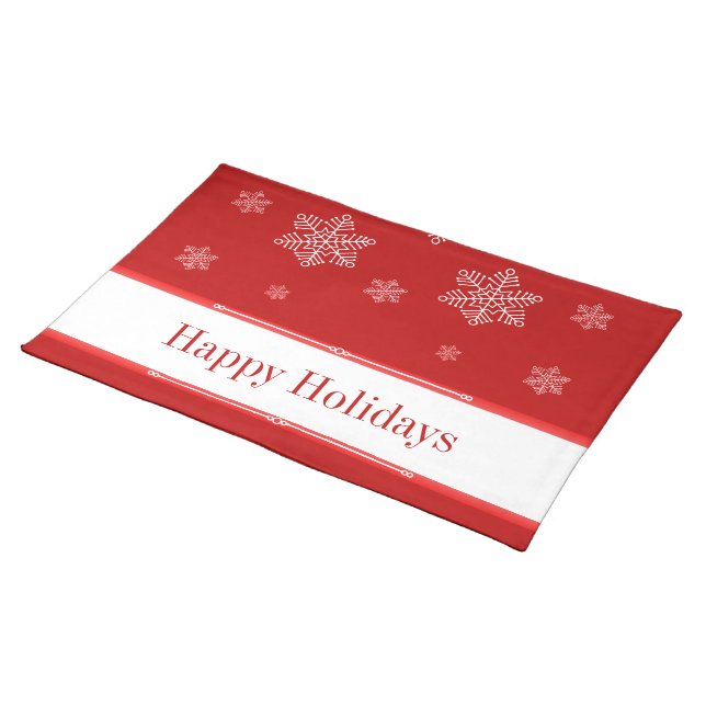Let it Snow Placemat, Red Cloth Placemat (On Table)