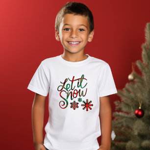 Let It Snow Plaid Christmas Boy's T-Shirt