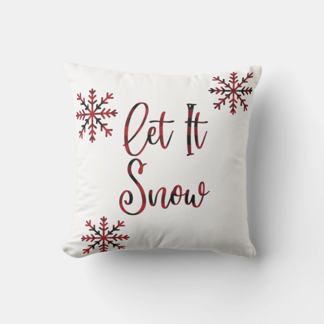 Let It Snow Plaid Pillow (Front)