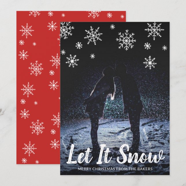 Let It Snow Playful Photo Modern Christmas Holiday Card (Front/Back)