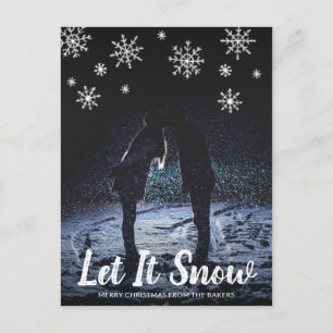 Let It Snow Playful Photo Modern Christmas Holiday Postcard