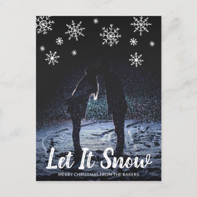 Let It Snow Playful Photo Modern Christmas Holiday Postcard (Front)