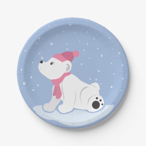 Let It Snow Polar Bear Cub Paper Plates