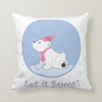 Let It Snow! (Polar Bear Cub) Throw Pillow
