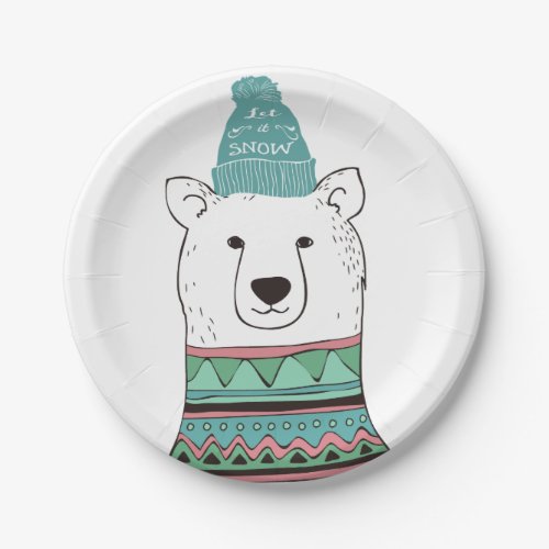 Let It Snow Polar Bear Paper Plates