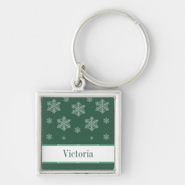 Let it Snow Premium Keychain, Green Keychain (Front)
