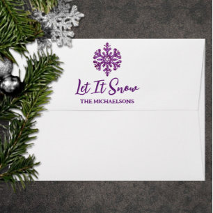 Let It Snow Purple Snowflake Envelope