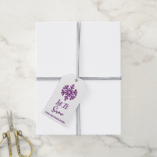 Let It Snow Purple Snowflake Gift Tags