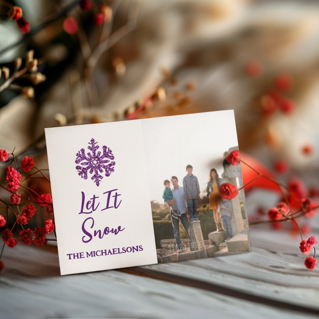 Let It Snow Purple Snowflake Holiday Card (Creator Uploaded)