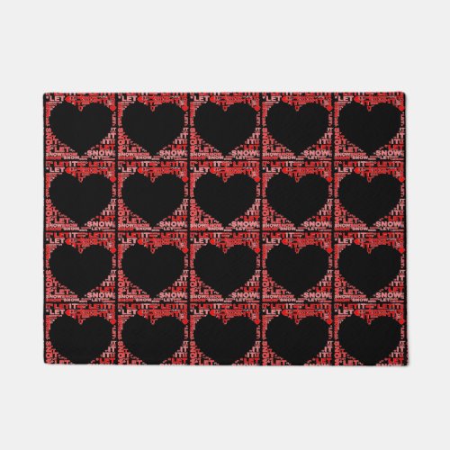 Let It Snow Red Heart Christmas Holiday Doormat