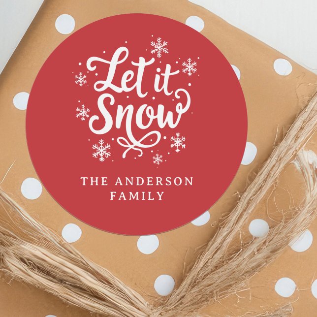 Let it Snow Red Holiday Classic Round Sticker (Creator Uploaded)
